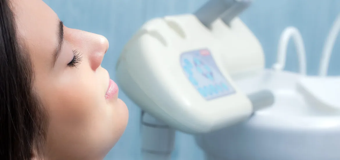 woman sitting calmly in a dental office, sedation dentistry